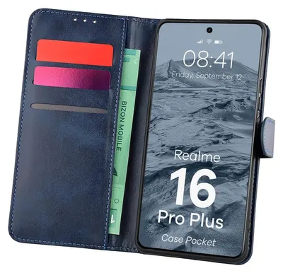 Produktbild von Handyhülle mit Klappe für Realme 16 Pro Plus 5G, Bizon Case Pocket, Dunkelblau