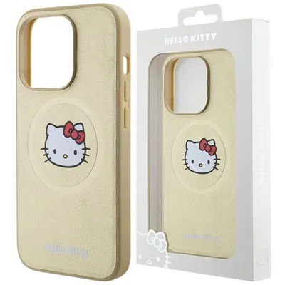 Produktbild von Hello Kitty Leder Kitty Head MagSafe - iPhone 15 Pro Hülle (Gold)