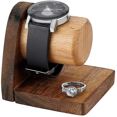 Image de Support en bois pour montres et bracelets - Présentoir pour bijouterie - Bois - Présentoir deau détail - 7,35 x 7,2 x 2,83 cm