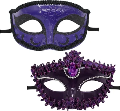 Productafbeelding van Carnavalsmasker set 2 stuks, Venetiaans, voor verkleedpartij