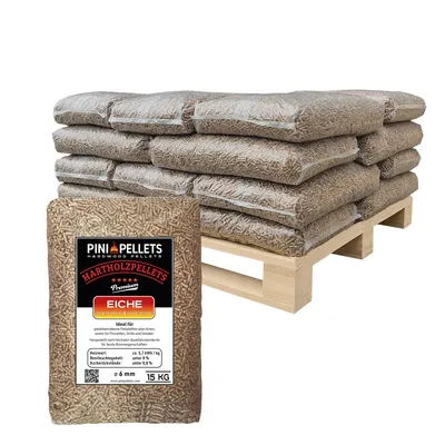 Produktbild von PINI Hartholz Pellets 6 mm 100% Eiche 300 kg Palette Holzpellets
