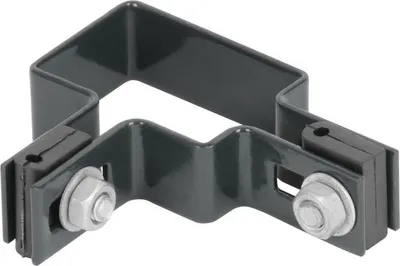 Image de Collier Strend Pro EUROSTANDARD, 60x40 mm, d'angle, anthracite, Zn+PVC, RAL7016, pour poteau carre