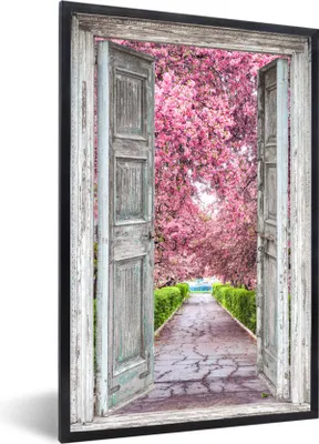 Produktbild von MuchoWow® Gerahmtes Poster Sakura - Transparent - Baum - Kirschblüte 40x60 cm - Poster mit Schwarzem Bilderrahmen Wandposter Rahmen Foto Bilder - Papierdruck - Wandbilder