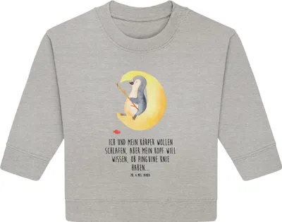 Produktbild von Mr. & Mrs. Panda Organic Baby Pullover Pinguin Mond 12. - 18. Monat - Heather Grey - Geschenk, Gästezimmer, Bullover, schlafen, Einschlafen, Neugierig, Schlafzimmer