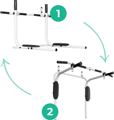 Produktbild von 3-in-1-Reckstange Fitness Stange mit Handlauf + Rückenlehne, Wand-Klimmzugstange + Box weiß