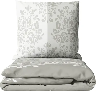 Produktbild von 4-teilige Bettwäsche Biber 135x200 cm Beige Taupe Ornamente kuschelig warm mit Reißverschluss