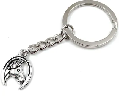 Produktbild von Onwomania Hufeisen reiten pferd Schlüsselanhänger Metall Glücksbringer in Alu Geschenkbox, ideal zum Verschenken
