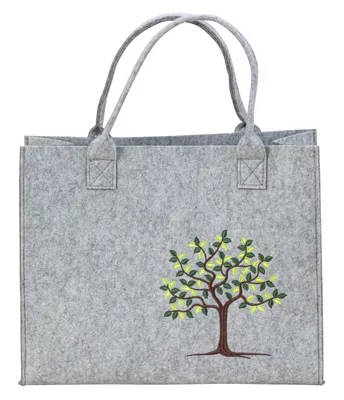 Produktbild von Filztasche Grau mit Lebensbaum Motiv 28x35x14 cm