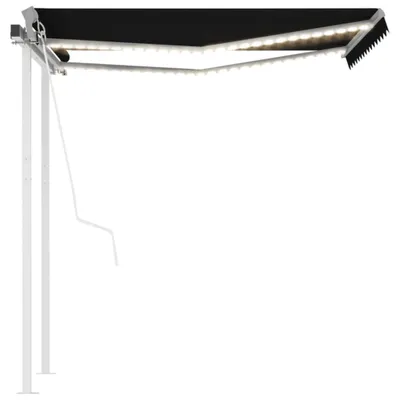Image de vidaXL Store automatique avec éclairage LED et capteur de vent, 3,5 x 2,5 m, anthracite