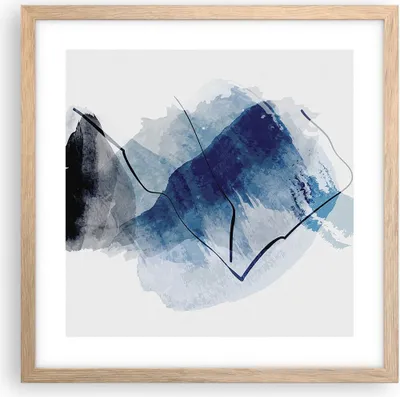 Produktbild von Gerahmtes Poster - Rahmen in heller Eiche - Blau Schwarz Abstraktion - 40x40 cm - Wand Bild - Wanddeko - Wandbilder - Kunstposter - Wandposter - Bilderrahmen - Bilder - Kunstdruck - P2NAC40x40-5058