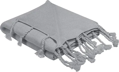 Produktbild von BELIANI Decke Hellgrau Baumwolle 125 x 150 cm Rechteckig Kuschelig mit Quasten Fransen Modern Schlafzimmer Wohnzimmer Deko Tagesdecke Kuscheldecke