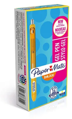 Obrázok produktu pre Papermate InkJoy Gel, Zasúvacie guľôčkové pero, Žltá, Žltá, Plast, Stredná, Kolo