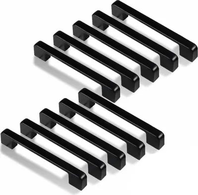 Produktbild von 128 mm Küchengriff, 10 Stück schwarze Küchenschrankgriffe für Türen, Schubladen, Schränke (mit Schrauben)