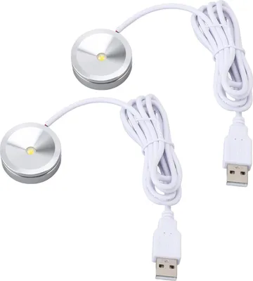 Image de Lampe d'exposition ronde USB Plug in Small LED Showcase Lamp with 4.2ft Cable for Jewelry Cabinet Cupboard Shelf 5V White Light