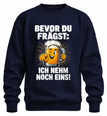 Productafbeelding van Voordat je het vraagt, ik neem nog een biertje. Statement-trui, ironisch. Trui, marineblauw, maat XL