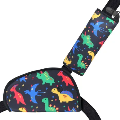 Immagine prodotto di Cuscini per cinture di sicurezza per auto, set da 2 pezzi, imbottiture regolabili per spalline, motivo dinosauro, colore nero