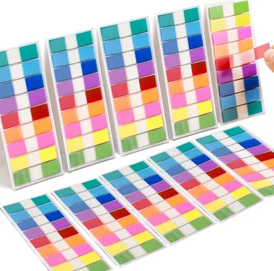 Produktbild von Haftstreifen Set, 1800 Stück, 9 Farben, 44x11 mm, selbstklebend für Büro und Schule