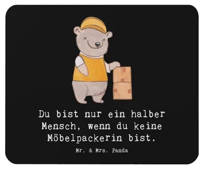 Produktbild von Mr. & Mrs. Panda Mauspad Möbelpackerin Herz - Schwarz - Geschenk, mousematte, laptop, Mouse Pad, Umzugsfirma, Umzugsservice, pc mausunterlage, Spruch, Witzig, Lustig
