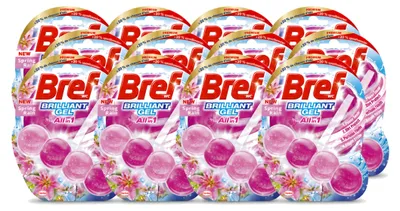 Productafbeelding van 12 x Bref Brilliant Gel Toiletblok Lente Regen, 42 g - Voordeelverpakking - 12 stuks