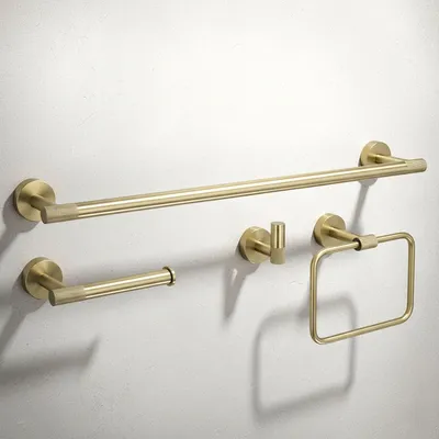 Image de Ensemble De Crochets De Salle De Bain Rea Grid Brush Gold