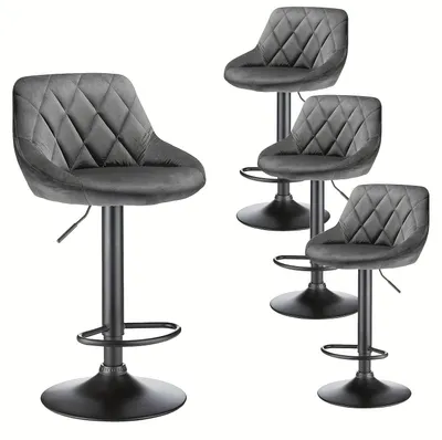 Immagine prodotto di Sgabelli da bar - Sedie da bar - Sgabelli - Altezza regolabile - Set da 4 - Rivestimento - Struttura in metallo