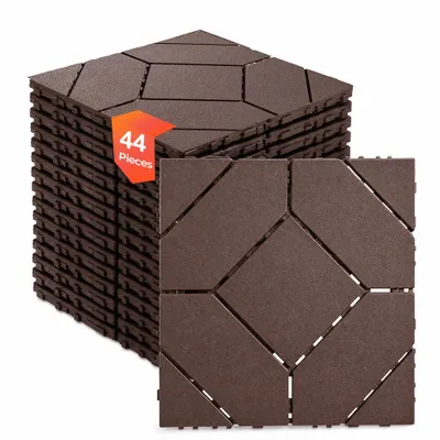 Produktbild von Terrassenfliesen 44 Stück 30x30x2 cm, ca. 4 m², Klickfliesen mit Rautenmuster für Balkon, Terrasse und Garten