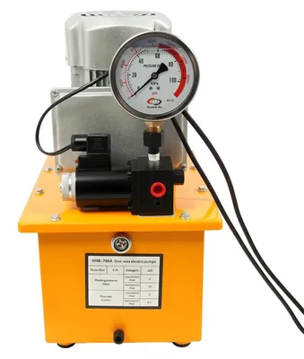Produktbild von Hydraulikaggregat - Elektrische Hydraulikpumpe 750 W - 70 MPa Hochdruck - 7 l Tank - 220 V - 28×37×48 cm - Gelb