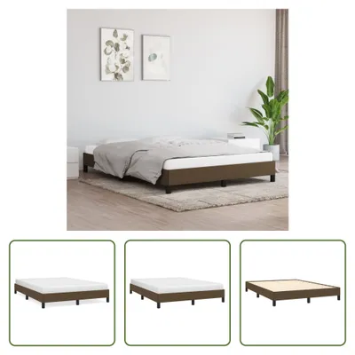 Image de The Living Store lit marron foncé 140x190 cm tissu