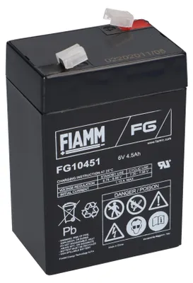 Zdjęcie produktu dla Akumulator kwasowo-ołowiowy Fiamm FG10451 Pb 6V / 4,5Ah Faston 4,8mm