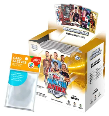 Obrázek produktu pro Sada karet UCC Match Attax Champions League 2026/27 – 1 krabička (36 balíčků) + exkluzivní obaly pro sbírání
