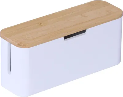 Immagine prodotto di Scatola portacavi in bambù con coperchio magnetico, adatta a cavi a 6 prese