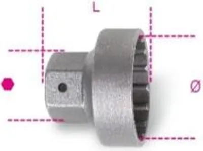 Image de Clé à douille Beta 3793/1 Shimano pédalier 16 pans 24 mm argent