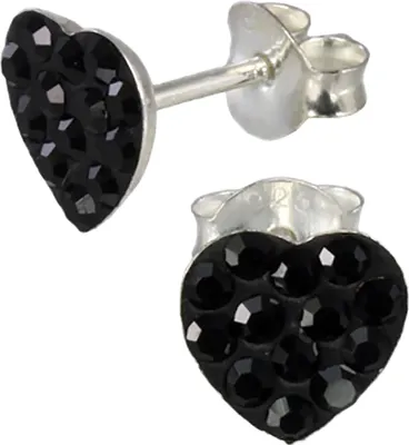Produktbild von SilberDream schwarz Ohrringe Herzen Zirkonia Damen 925 Silber Ohrstecker GSO251S