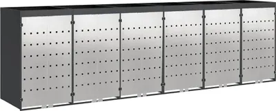 Produktbild von vidaXL Wagenmüllbehälter für 6 Behälter 408 x 77,5 x 121,5 cm Stahl