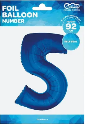 Zdjęcie produktu dla Niebieska Foliowa Cyfra 5 - Idealna na Urodziny i Imprezy! 92 cm Cudowna Dekoracja, Która Zachwyci Twoich Gości!