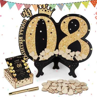 Zdjęcie produktu dla Holzgästebuch zum 80. Geburtstag, Geschenk, Erinnerungsbuch mit 75 Seiten
