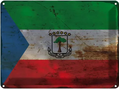 Produktbild von vianmo Blechschild 30x40 cm Äquatorialguinea Flagge Fahne Wappen