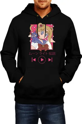 Obrázok produktu pre Pánska Mikina S Kapucňou Japan Manga Anime Comics Animation Sailor Anime Manga Moon 14, Man L / čierna