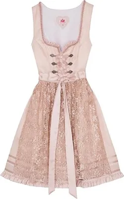 Produktbild von Betsy 2-teiliges Midi-Dirndl Kleid Dirndl Trachtenkleid kurz Rocklänge 55cm, Farbe:Creme, Größe:42/XL