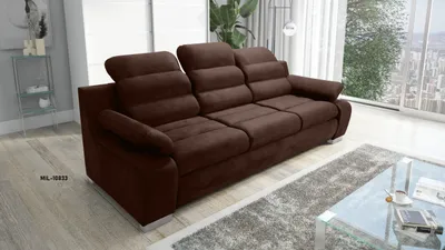 Produktbild von Sofa DENVER - mit Schlaffunktion, Schlafsofa, Dreisitzer, mit manueller Kopfteil-Verstellung, hohe Belastbarkeit - Braun