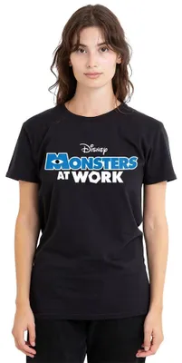 Image de T-shirt noir pour femme, modèle "Disney Monsters At Work", taille XL