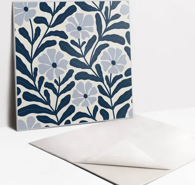 Produktbild von Fliesenaufkleber Set für Bad und Küche - 9 Fliesen Selbstklebend PVC - 30 x 30 - Bemalten Blumen