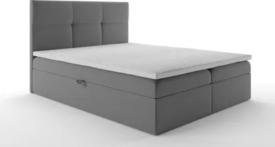 Zdjęcie produktu dla TRADA Łóżko na sprężynach górnych 140x200 cm z dwiema szufladami i materacem bonellowym ciemnoszary