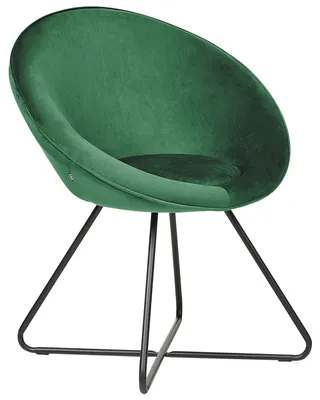 Produktbild von BELIANI Sessel Smaragdgrün Samtstoff Rund mit Schwarzem Metallgestell Kufengestell Schalenform Schalensitz Retro-Design Samtstuhl Wohnzimmer Ausstattung