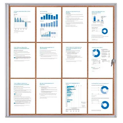 Produktbild von Showdown® Displays Schaukasten Economy XS Kork silber 12x DIN A4