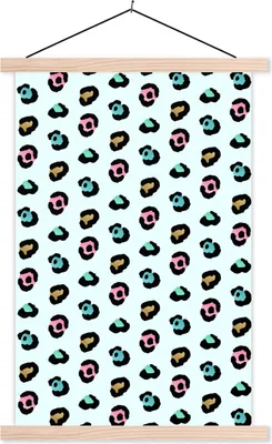 Produktbild von MuchoWow® Textilposter Farben - Pantherdruck - Muster 120x180 cm mit holzfarbenen Rahmen - Textil-Plakat