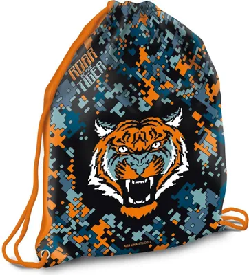 Produktbild von Ars Una Schuhbeutel für Kinder, Schule und Kindergarten, Sportbeutel, Gymsack, Turnbeutel, Roar of the Tiger, blau-orange, für Jungen
