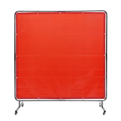 Immagine prodotto di Tenda di protezione per saldatura 1,8 x 1,8 m - Vinile ignifugo - Parete di protezione per saldatura con 4 ruote orientabili - Protezione UV a 6 livelli - Coperta per saldatura - Rosso