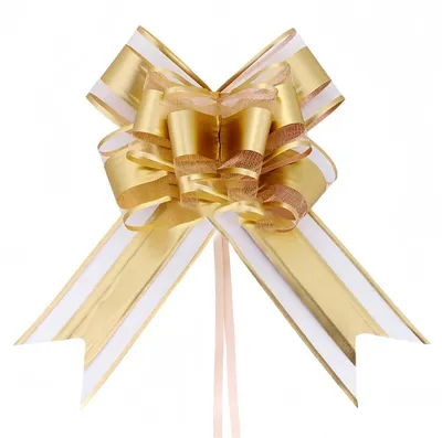 Geschenkschleifen 10 Stück, Zugschleifen, Gold, Blumenform, Dekoration