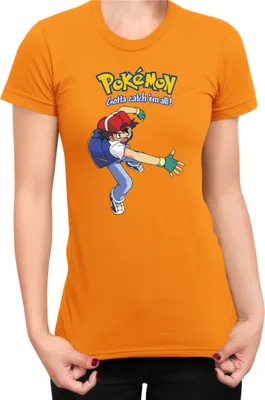 Zdjęcie produktu dla Koszulka Damska Japan Manga Anime Comics Pokemon 014, Lady M / Pomarańczowy